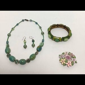 This is a lot of jewelry. The bracelet is vintage.